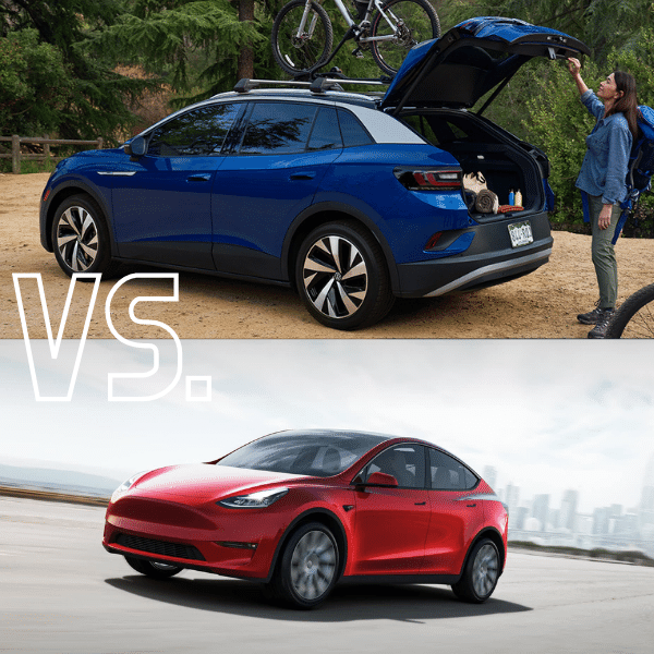 2022 Volkswagen ID.4 / 2022 Tesla Model Y All-Electric SUV Comparison at Thelen VW in Bay City, MI